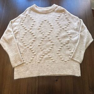New Look Cream Bubble Diamond Crewneck Sweater